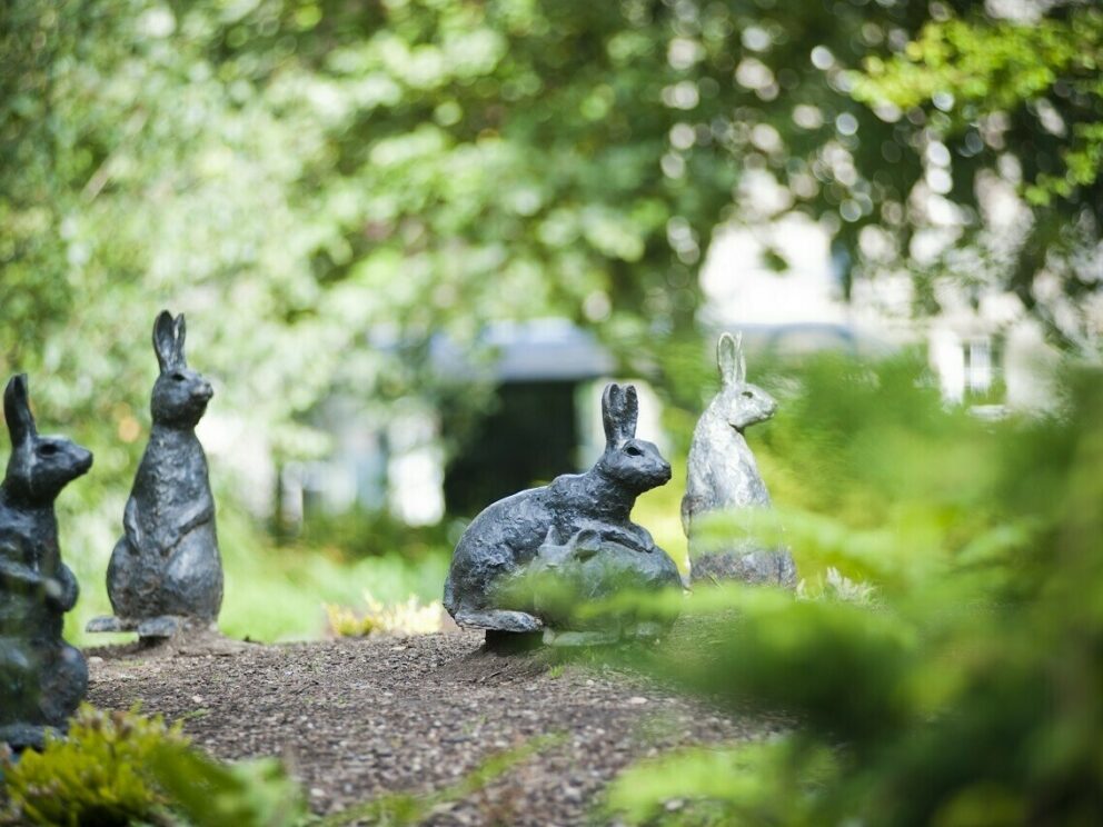 rabbit ornaments in Beatrix Potter Garden